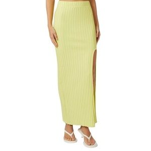 NWT Simon Miller Macu Maxi Ribbed Skirt with Slit in Swing Yellow